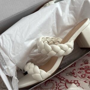 Elegant White Braided Women's Heels